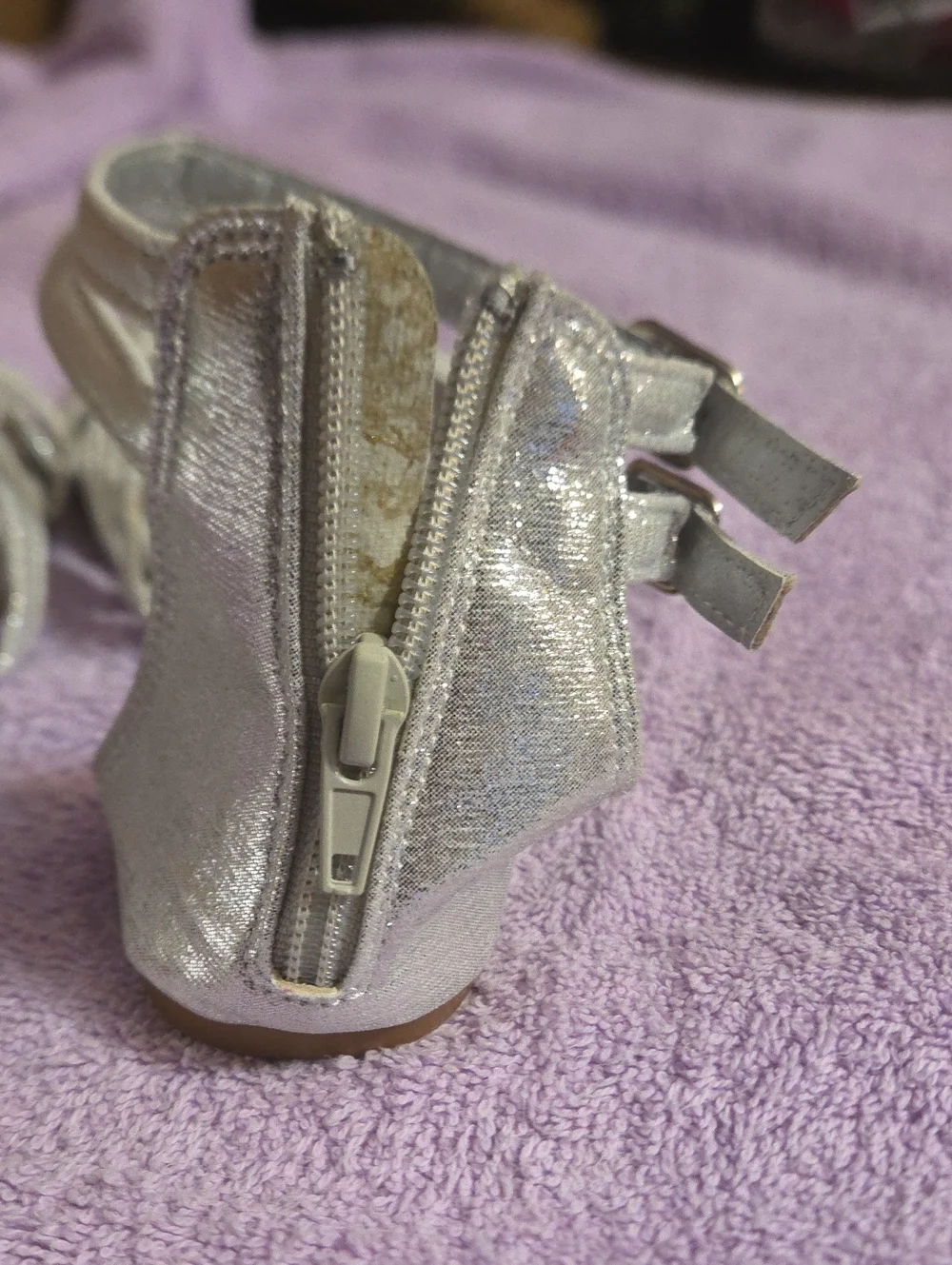 Girls Silver Strappy Sandals